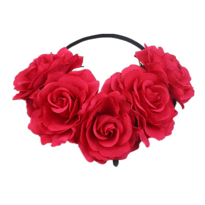 Halloween Rose Hair Band Hair Hoop Cosplay Costume Party Flannel Flowers Crown Headband Festival Hair Garland Wedding
