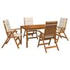 5 Piece Garden Dining Set 4 Seater Cream Solid Wood Acacia