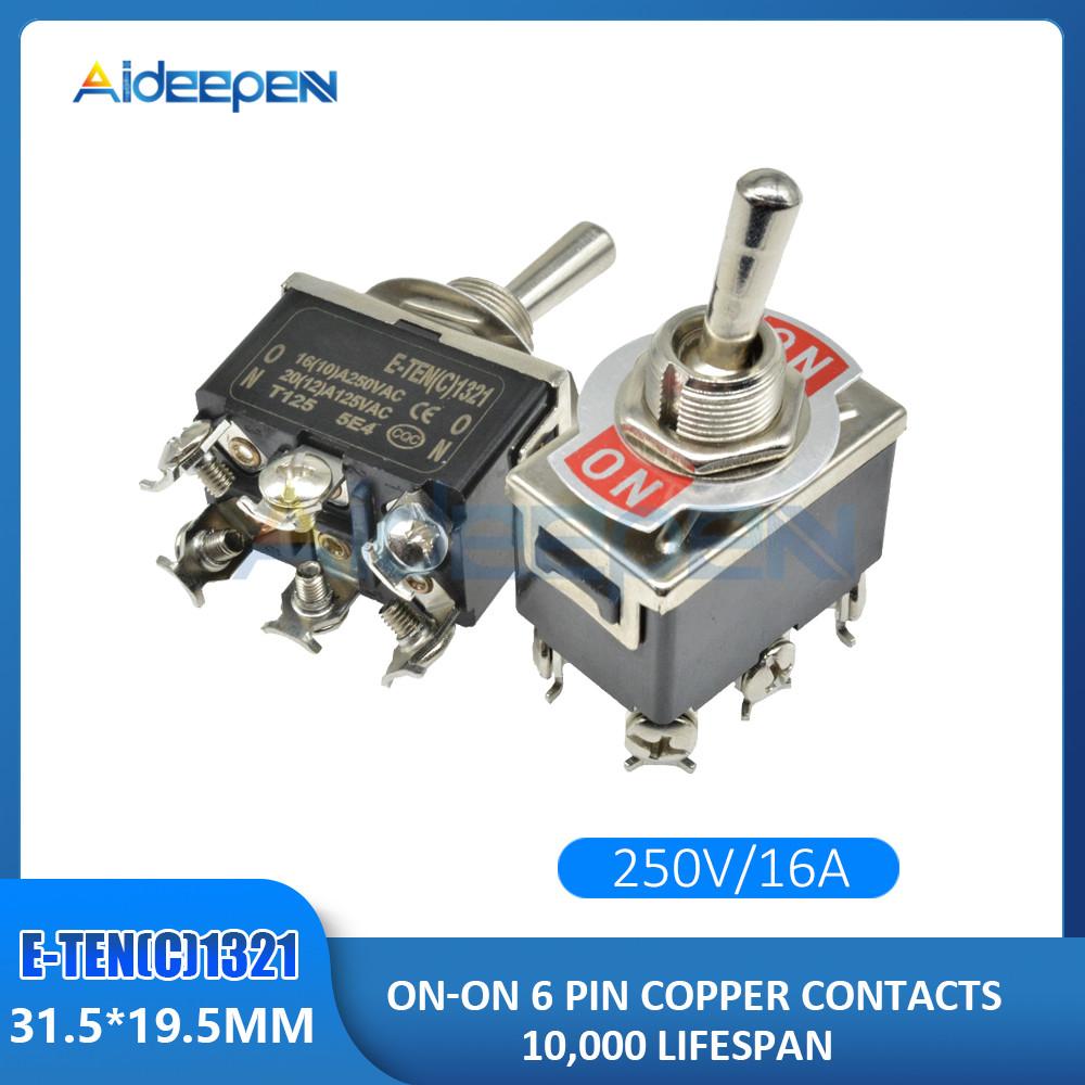 Mini Auto Toggle Switch AC 250V 16A 2/3/4/6/12 Pin ON-OFF ON-ON ON-OFF-ON 2/3 Position Copper/Silver Contact
