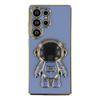 For Samsung Galaxy S23 Ultra Case Electroplating Soft TPU Phone Cover with Astronaut Hidden Kickstand
