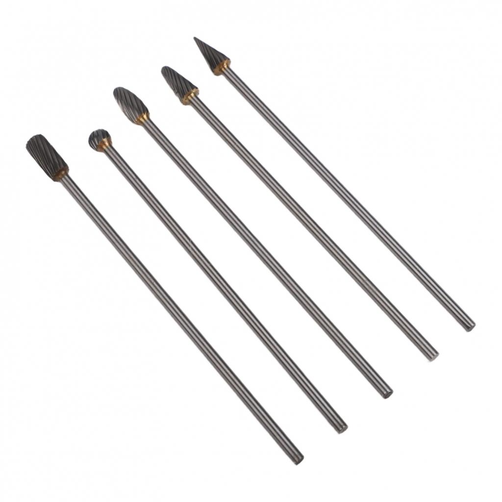 For Solid Carbide Rotary Burrs 5pcs 100mm Overall Length 3mm Shank 6mm Dia