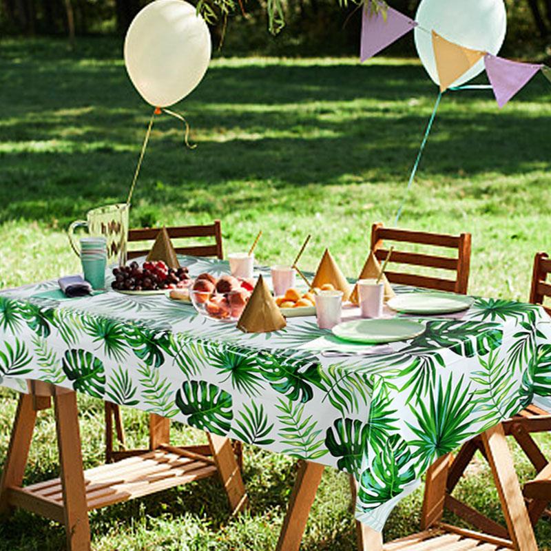 Hawaiian Party Disposable Tablecloth Palm Leaves Table Cover Hawaii Wedding Tropical Jungle Birthday Party Tableware Supplies