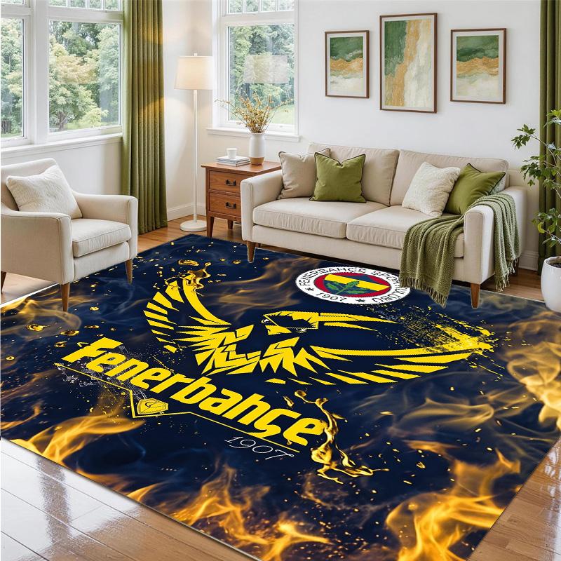 Fenerbahçe FC Design Crystal Velvet Rug Soft Decorative Mat for Bedroom Entrance