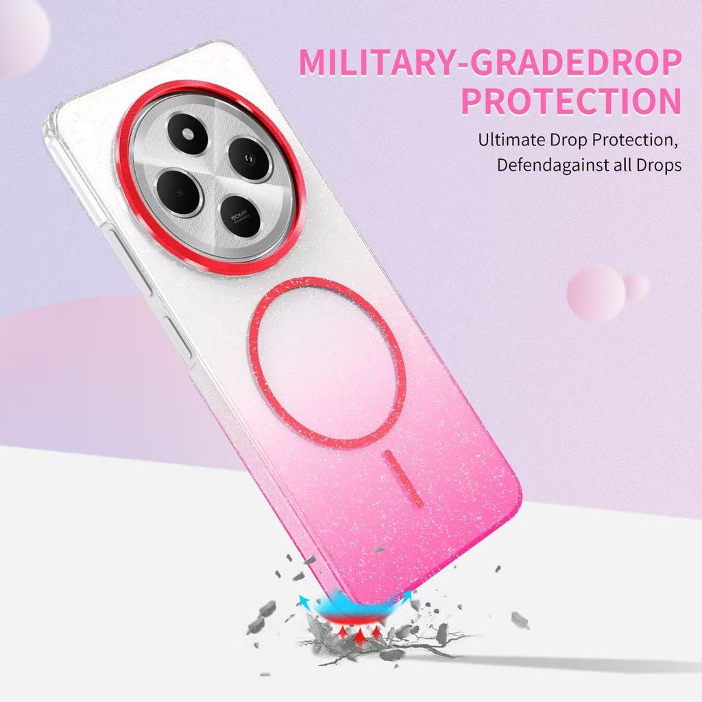 Case For Redmi 14C 4G shiny transparent strong magnetic shockproof cover For Redmi Note 14 Pro Plus 4G 5G Magsafe charging case