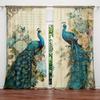 Set Of 2 Jit Floral Peacock Print Curtain Design Drapes Window Decor Home Curtains Made Polyester