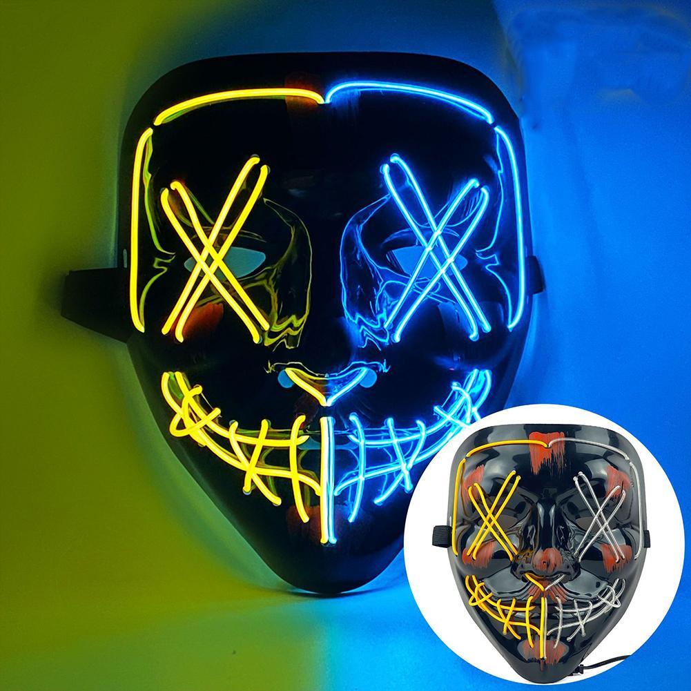 Wireless Halloween Neon LED Purge Mask Masque Masquerade Party Masks Light Grow In The Dark Horror Mask Glowing Masker