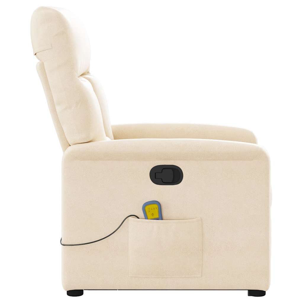 Recliner Chair with Lift Function Beige Microfiber Fabric