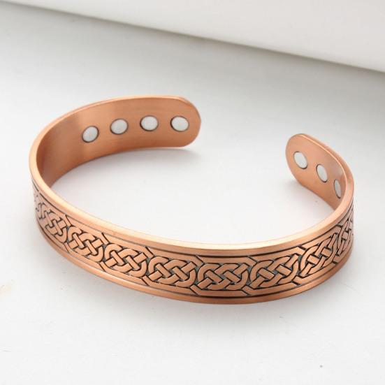 Yousheng Men Magnet Bracelet Opening Adjustable Circumference Positive Energy Retro Engraved Copper Lightweight Daily Wrist Jewelry