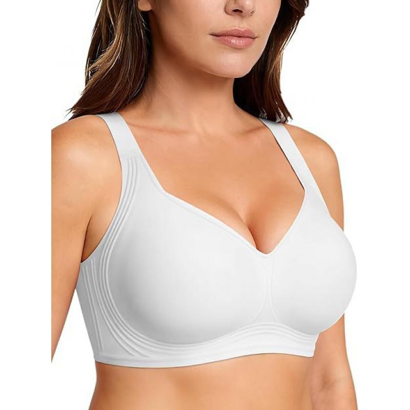 Seamless Wirefree Full Coverage Bra Women Soft Molded Cup With Breathable Nylon Spandex Plus Size Supportive T-Shirt In