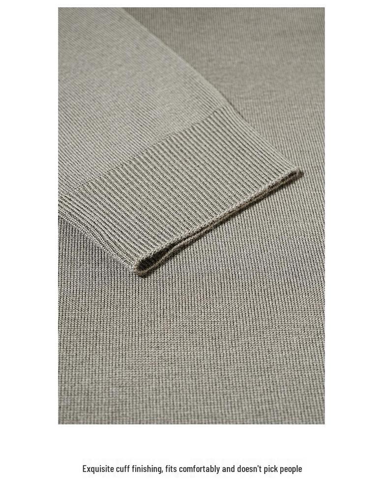 2025 Men's Seamless Long Sleeve Wool Sweater - Solid Color Knitwear for Business Casual