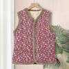 New Floral Fleece Vest for Middle-Aged & Elderly Women - Cotton-Padded, Frayed Edge, Sleeveless Autumn/Winter Waistcoat
