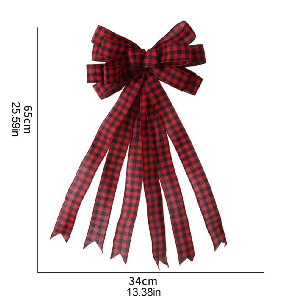 Christmas Decoration Linen Plaid Bowknot Decorate for Christmas Tree Home Scene Hanging Ornaments