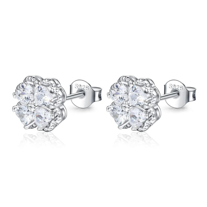 barbie Shining Four-leaf Clover, High-end Temperament, Niche Design and Versatile, 925 Silver Zircon Earrings, Women's Style ZJYES-SY-006