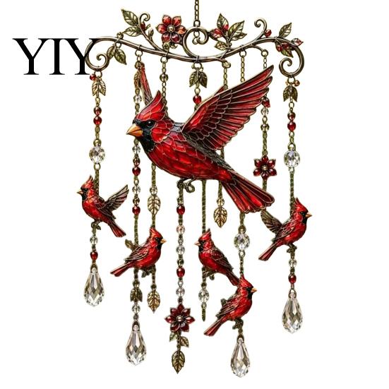 Vintage Iron Frame Decor Graceful Bird Wind Chimes, Chimes for Outside, Metal Outdoor Chime Hanging Suncatchers with Crystal Pendants Garden