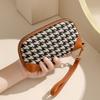 Women Houndstooth Wristlet Wallet Large Capacity Zipper Coin Purse Fashion Clutch Pouch Card Holder Phone Cosmetic Storage Bag