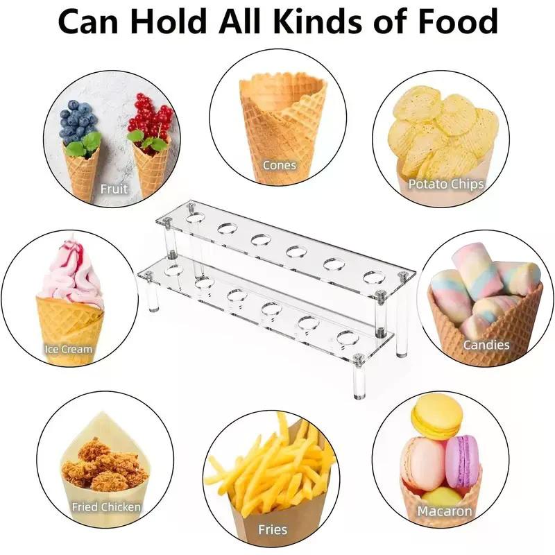 Trapezoidal Acrylic Ice Cream Cone Dessert Holder Tray Waffle Cone Display Stand Storage Rack Wedding Party Food Baking Tools