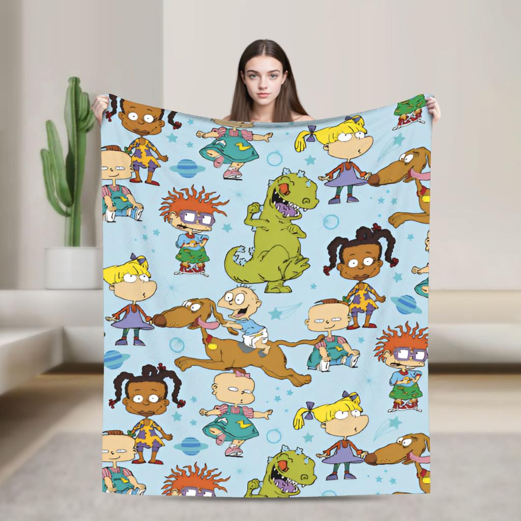 Rugrats Playful Character Blankets  Warm Soft Plush Throw Blanket For Couch Chair Airplane Travel Flannel Bedspread Bed Cover