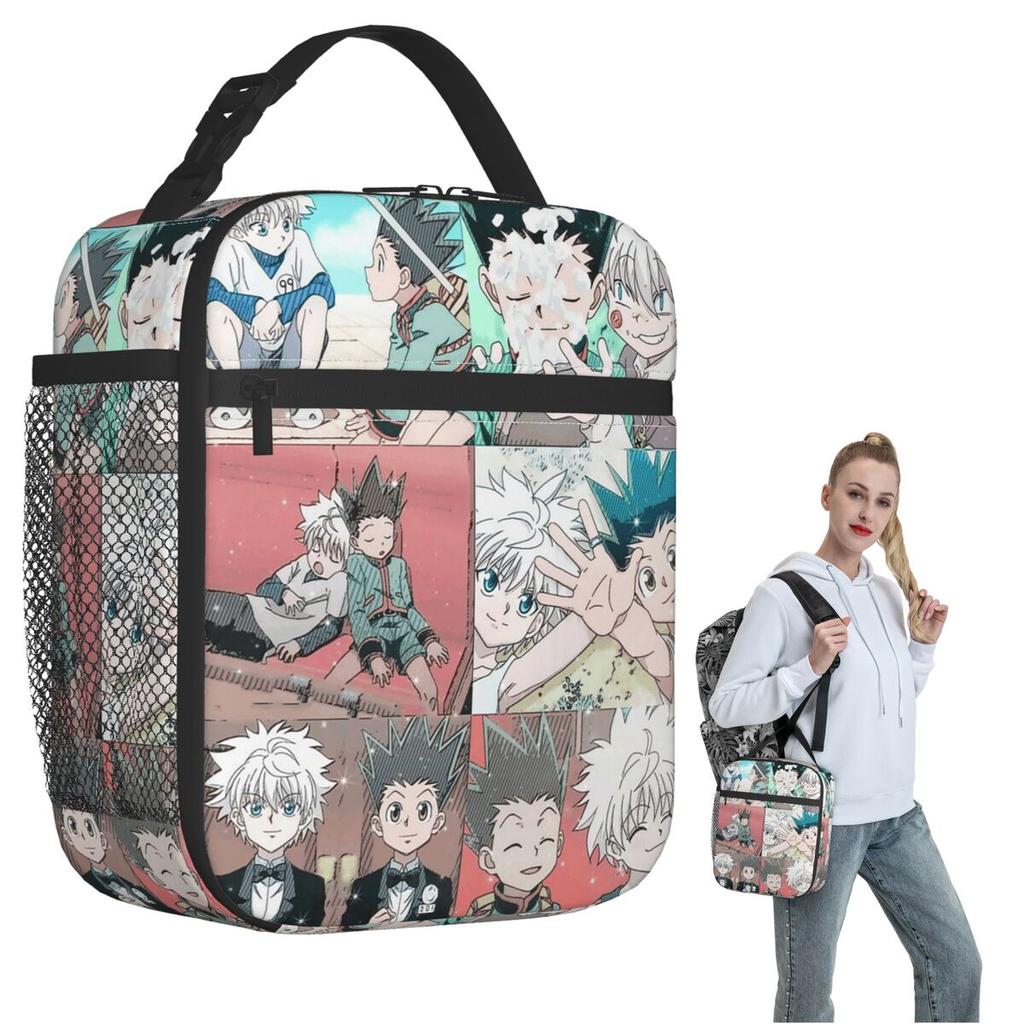 Gon And Killua HXH HunterXHunter Insulated Lunch Bag for Women Kids Portable Food Boxes Thermal Lunch Box Tote