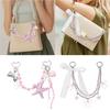 Stylish Beaded PU Leather Lace Bows Bag Charm Elegant Handbag Accessory Bags Keychain Holder For Women Girls