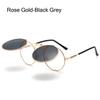 90's Retro Shades Round Steampunk Sun Glasses Flip Up Sunglasses Costume Glasses for Women & Men UV400 Protection Eyewear