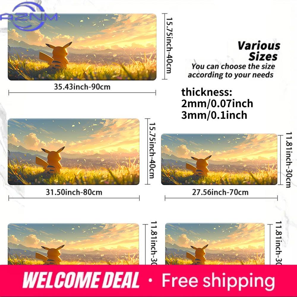 Sunset Pikachu Meadow TCG Playmat NonSlip Washable Desk Mat 30x80x0.2cm