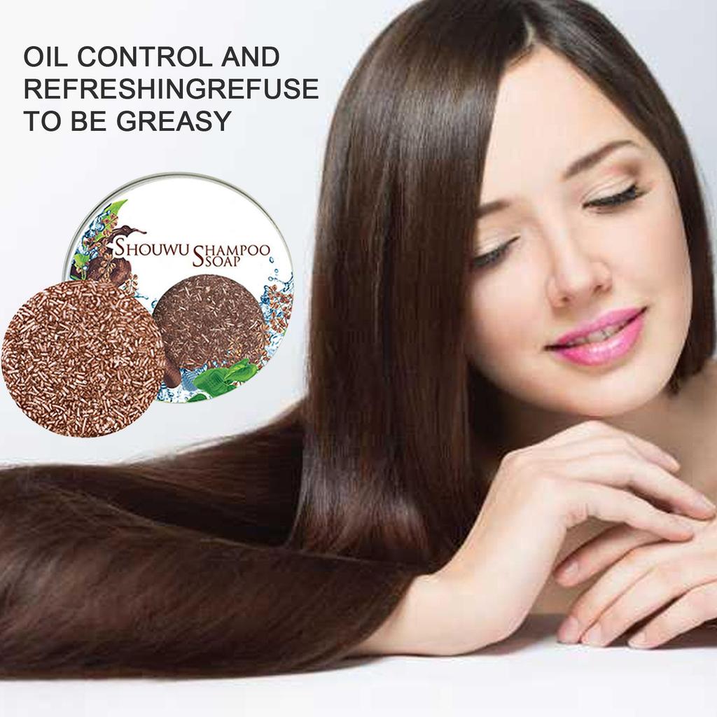 EELHOE Polygonum multiflorum Shampoo Cake; Nutritive Hair Root Essential Oil Shampoo Soap; Dark and Smooth Plant-Based Shampoo