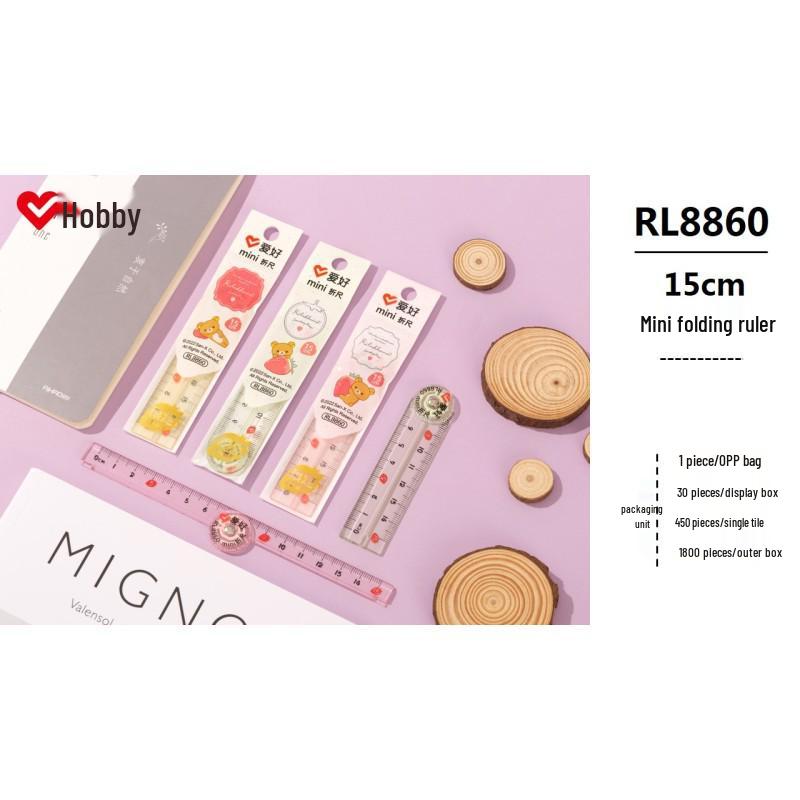 Rilakkuma Folding Transparent 30cm Ruler – Functional Student Stationery with Grid Scale Folding Ruler