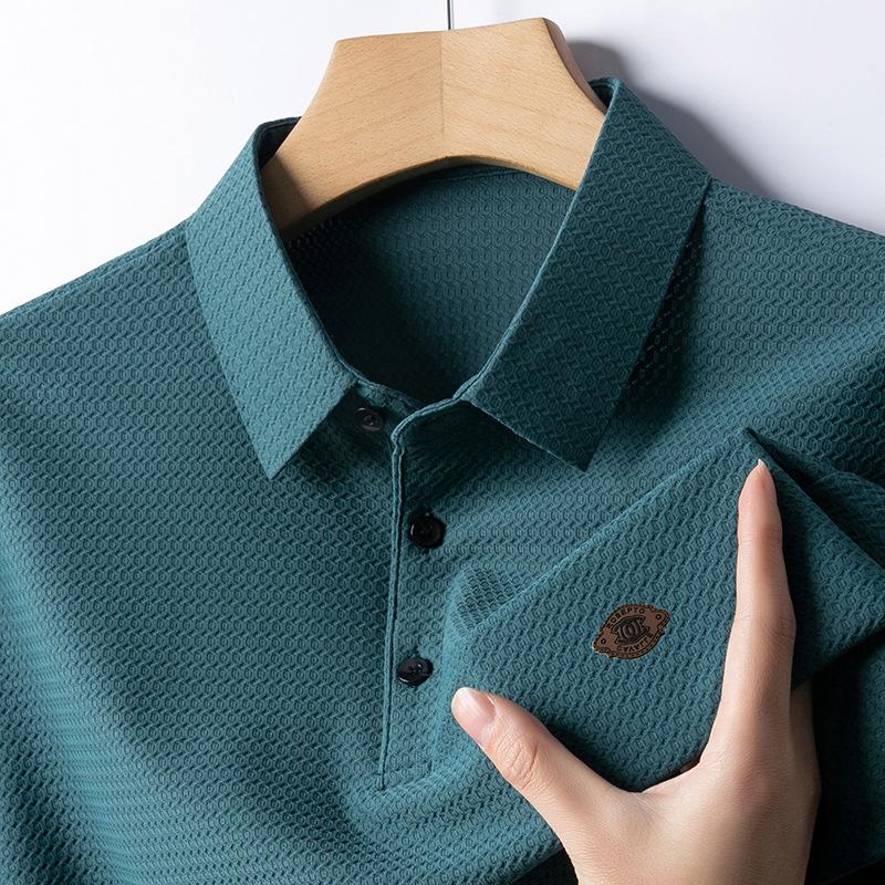 Ice Silk Short-Sleeved T-Shirt Men'S Trendy Polo Bottoming Shirt Clothes