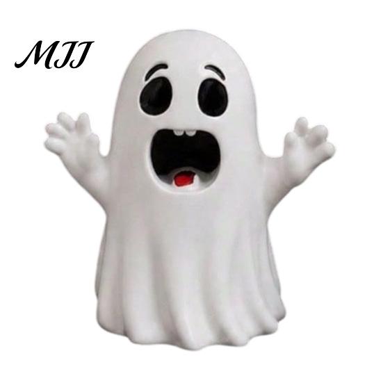 Unique Home Accents Halloween Cute Ghost Figurine, Small Red Heart Pumpkin Bucket Statue, Decorative Figurines for Shelf Resin Funny Ornament