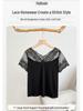 Spring/Summer Women's Short Sleeve Ruffle Lace Pajamas