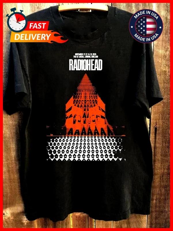 Горячая Новая Горячая Radiohead 2025 футболка с коротким рукавом Лондон Англия Редкая! Футболка Unisex S