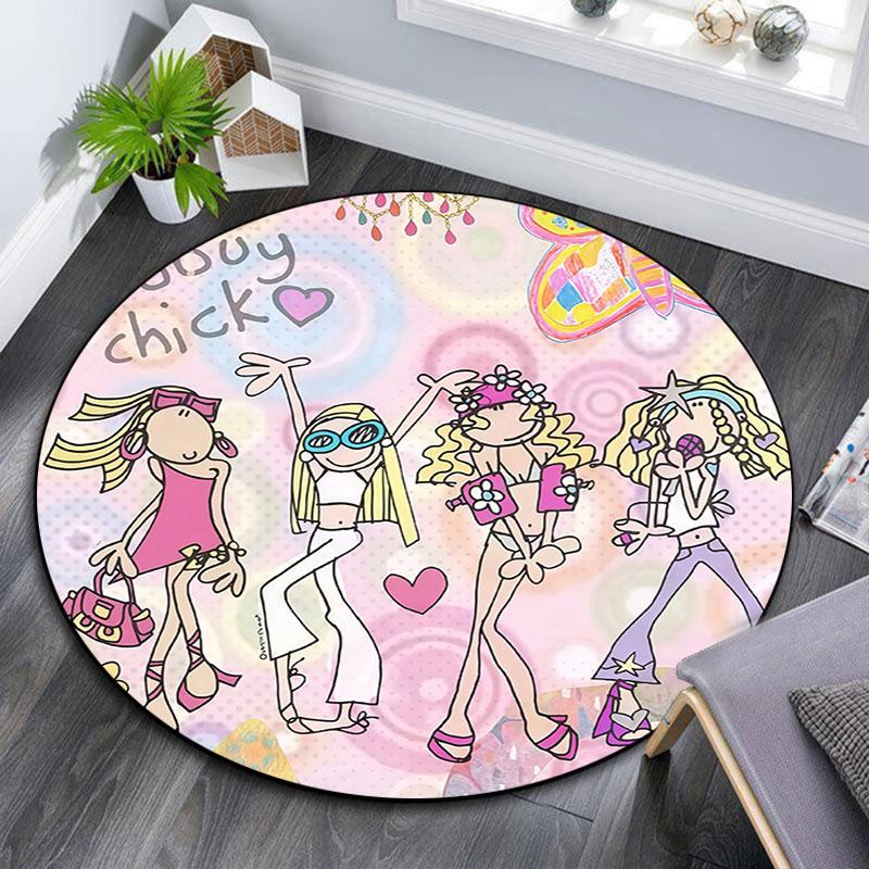 Groovy Chick,Round Area Rug,Carpet Rug for Living Room Bedroom Sofa Playroom Decor,Non-slip Floor Mat