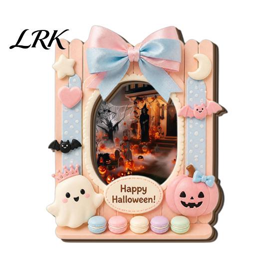 Magnetic Picture Holder Halloween Photo Frame Refrigerator Magnet, Ghost Pumpkin Decorative Holder, Wooden for Holiday Party Kitchen Display