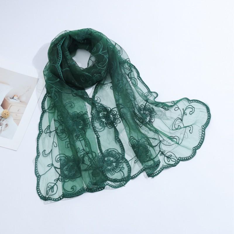 Lightweight Floral Embroidered Scarf Women - Soft Knitted Wrap Shawl UV Protection Stylish Accessory 2025