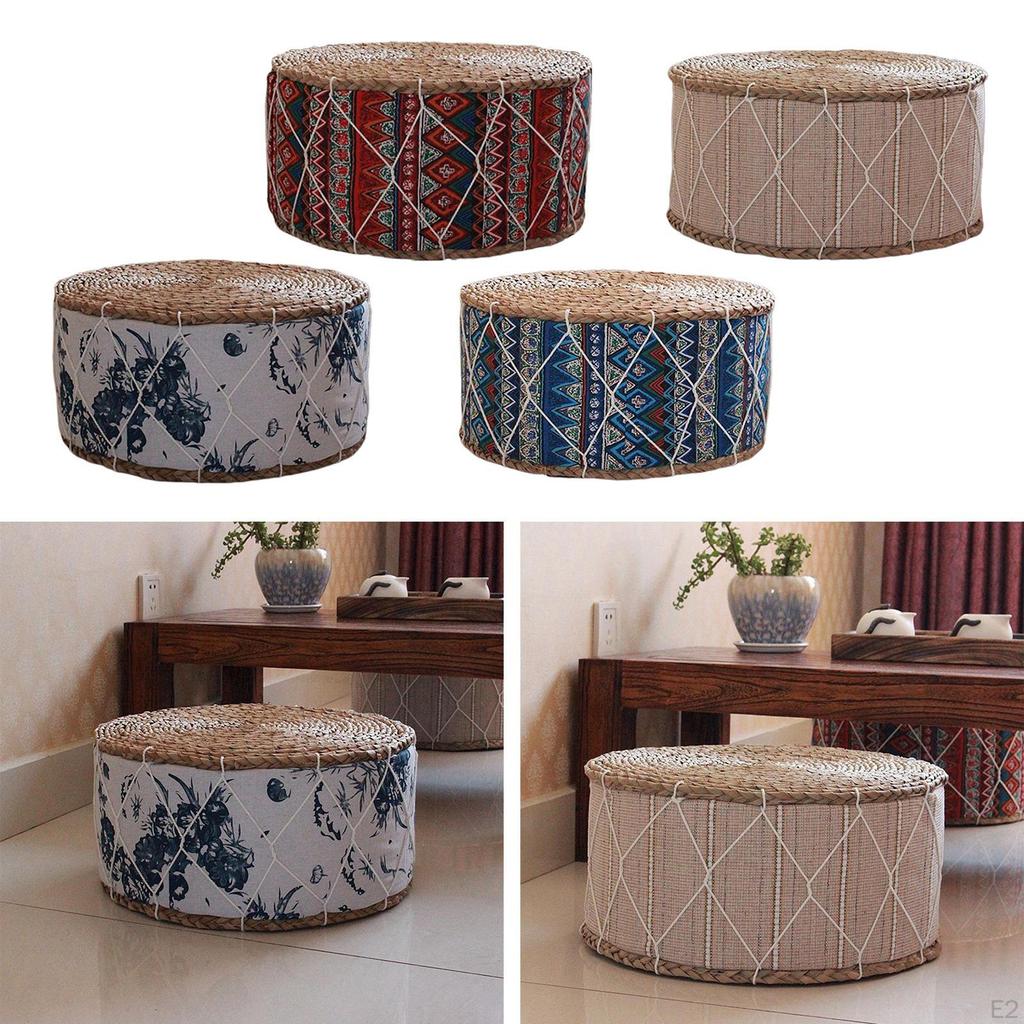 30cm Futon Pillow Floor Cushion Handmade Round Meditation Seat Stool Ottoman for Home Decor