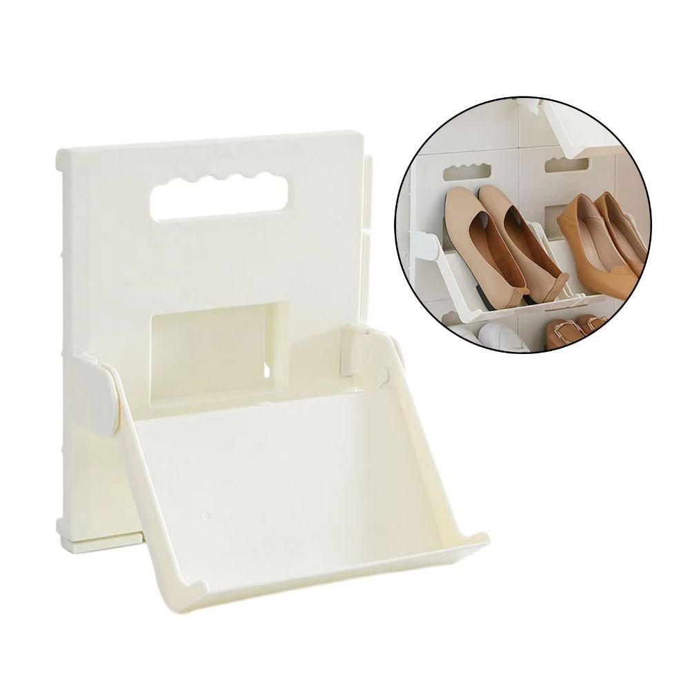 Foldable Vertical Shoe Rack Wall Mounted Easy Assembly Narrow Shoe Shelf Stackable Multipurpose Slippers Storage Stand Bathroom