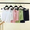 Summer Loose Pajama Set Sleeveless Tank Top & Shorts 2 Piece Set For Women Solid Color Basic Layering Loungewear Homewear Suits