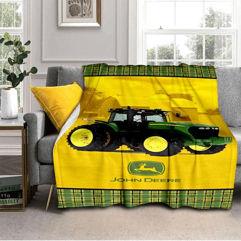 John Deere Logo Design Decke Geeignet für Sofas, Betten, Büros und Camping - Perfektes Geschenk für Halloween Weihnachten