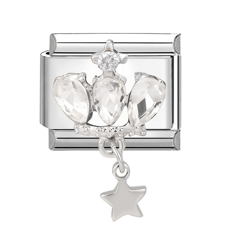 Love Heart Lock Bright Zircon Long Pendant Italian Charm Links Fit 9mm Stainless Steel Bracelet DIY Making Gifts