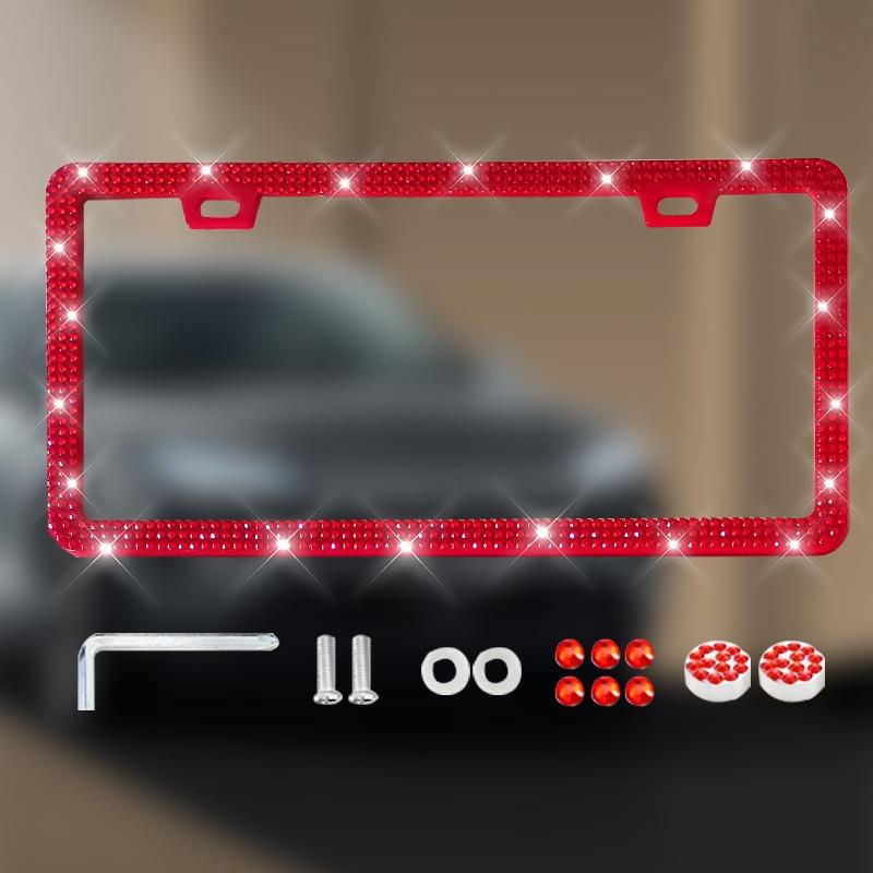 NEW 1/2PCS 31*16cm Bling Rhinestone License Plate Frame - Women's Crystal Car Frame Holder Accessories License Plate Covers Frames 6