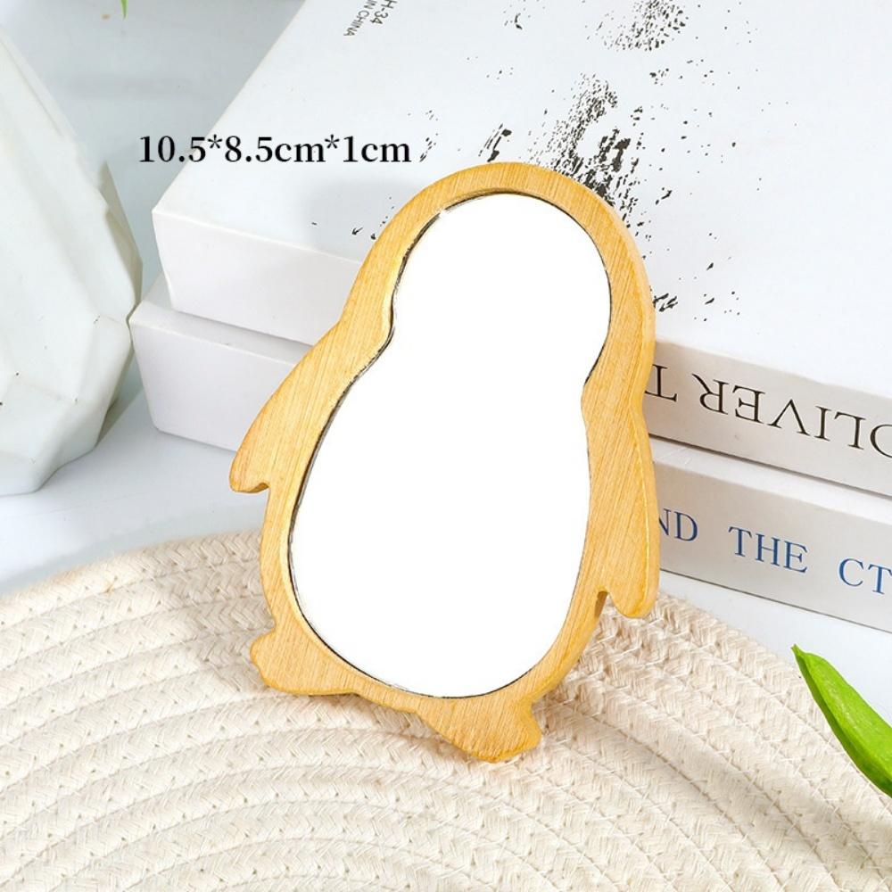 1Pcs Simple Wooden Portable Mirror Mini Small Makeup Mirrors Female Hand-held Beauty Tool Round mirror Make Up Tools