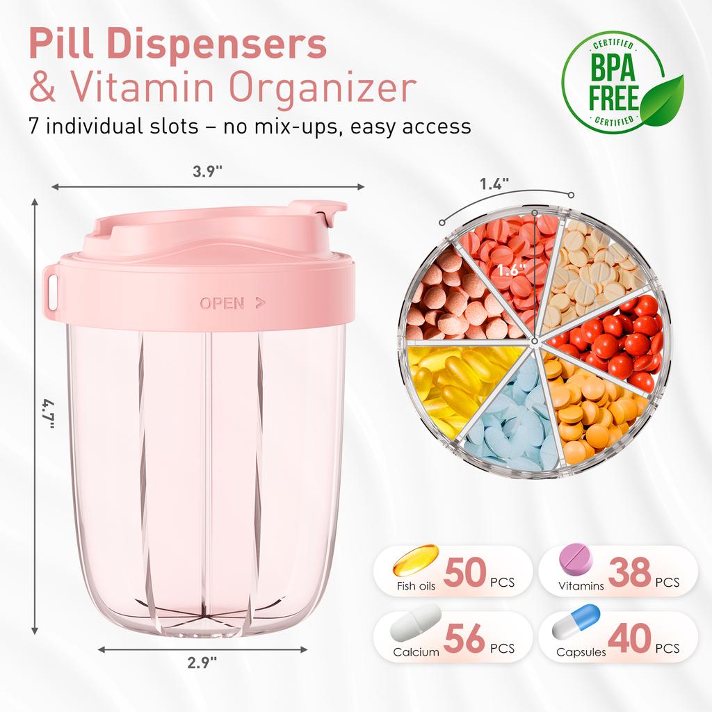 7 Grids Large Capacity Storage Cup Pill Bottle Organizer Supplement Holding 7 Various Vitamins Travel Portable Jewelry Storage