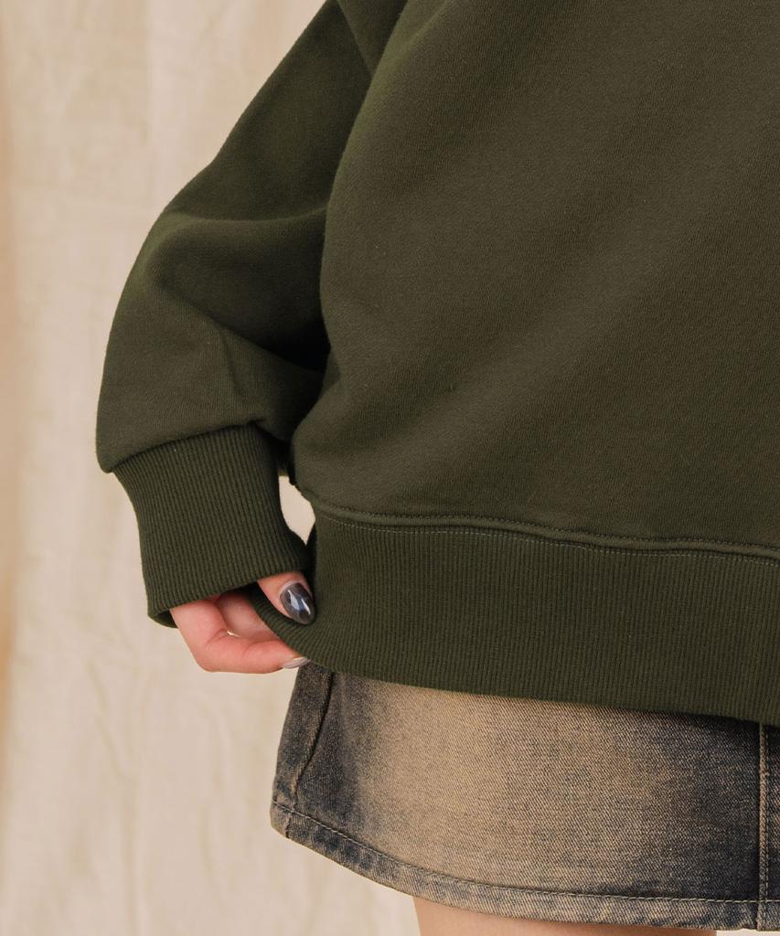 Ellamo Terry Basic Plain Oversized Sweatshirt [Khaki]