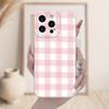 Simple pink checkered printed Phone Case For iPhone 17 Pro Max 16E 15 Pro 14 13 12 11 Mini AIR XS XR XS 8Plus anti drop and shoc