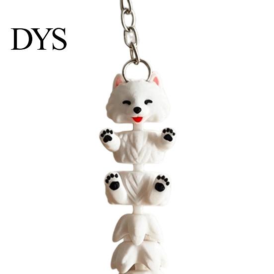 Hunde-Rucksack-Dekoration 3D-gedruckter Samojeden-Schlüsselanhänger, Gelenkiger Welpen-Anhänger mit Schlüsselring Schlüsselanhänger, Dekoratives Zubehör für Rucksäcke Handtaschen Schlüssel