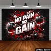 2D No Pain No Gain Fitness-Hintergrund Hantel Fitnessstudio Fotoautomaten-Hintergrund