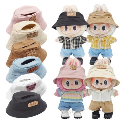 Chapéu de boneca para casa de bonecas em miniatura 17 cm Labubu chapéu de combinação de cores Kawaii acessórios de boneca fofos brinquedos para crianças e meninas