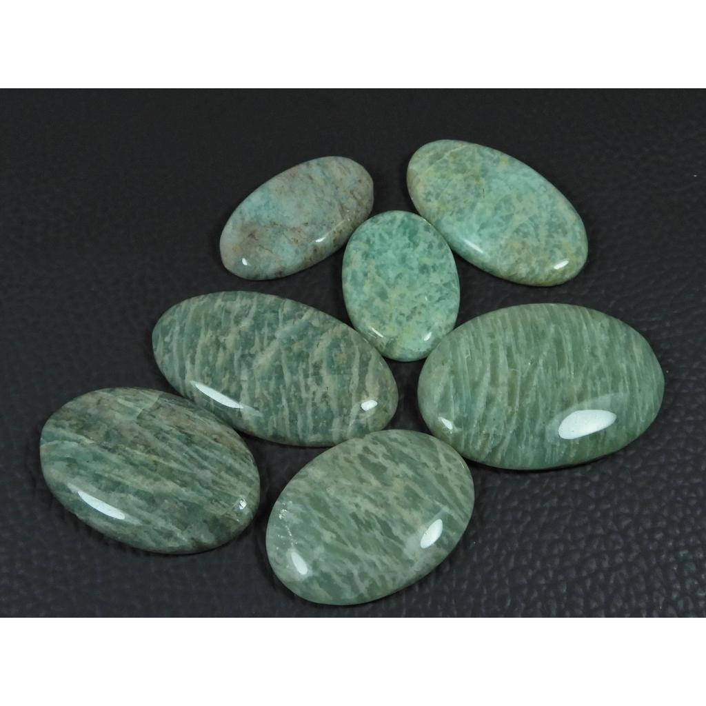 194Cts. Natural Amazonite Oval Shape Cabochon Loose Gemstone 07 Pcs Lot C-3884
