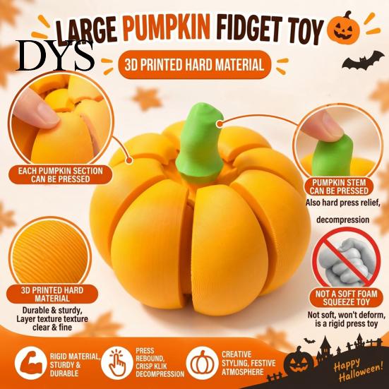 Holiday Desk Toy 3D Printed Pumpkin Fidget Clicker, Stress Relief Clicky Toy, Finger Clicker Mini Halloween Thanksgiving Harvest Gift