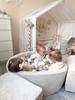 Parco giochi in schiuma con piscina 90x30 Velluto a coste Beige 200 palline: trasparente, bianco, perla, oro chiaro, opalescente